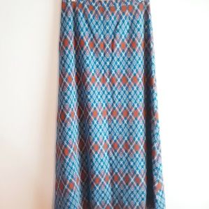 Vintage Retro Houndstooth Maxi Skirt / M 30" waist